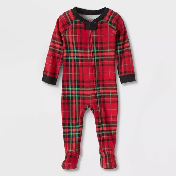 Wondershop Other - Wondershop Baby Holiday Tartan Plaid Matching Footed Pajama Christmas Size 3-6 M